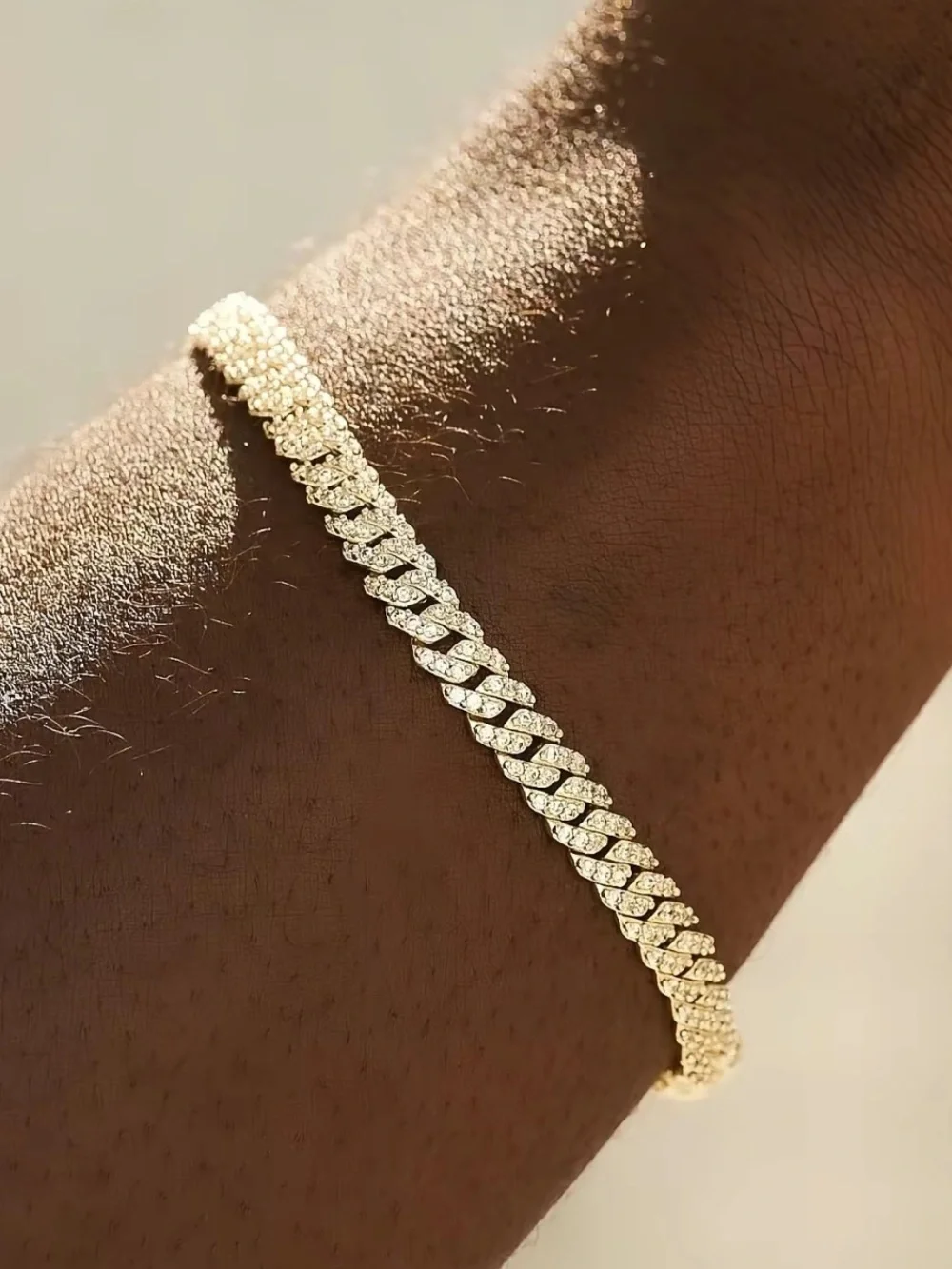 GLD | Micro Diamond Prong Cuban Bracelet (6”)
